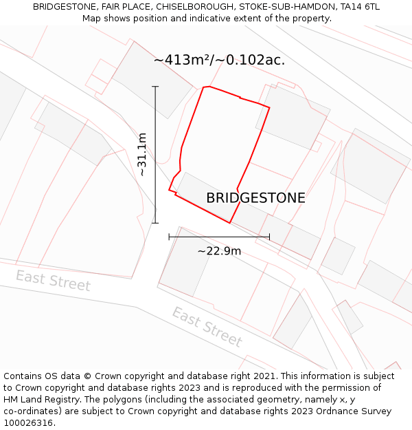 BRIDGESTONE, FAIR PLACE, CHISELBOROUGH, STOKE-SUB-HAMDON, TA14 6TL: Plot and title map