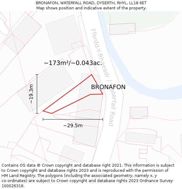 BRONAFON, WATERFALL ROAD, DYSERTH, RHYL, LL18 6ET: Plot and title map