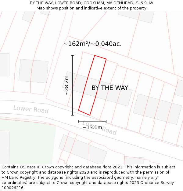 BY THE WAY, LOWER ROAD, COOKHAM, MAIDENHEAD, SL6 9HW: Plot and title map