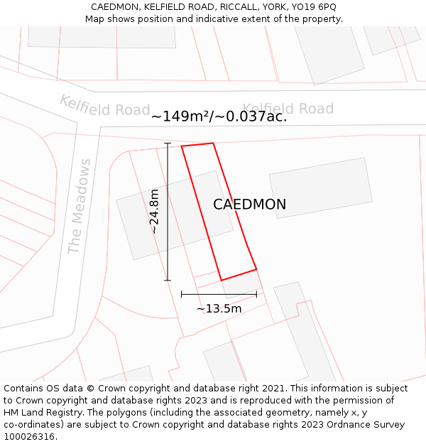 CAEDMON, KELFIELD ROAD, RICCALL, YORK, YO19 6PQ: Plot and title map