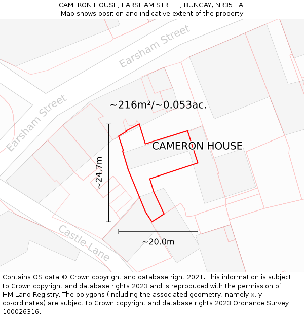 CAMERON HOUSE, EARSHAM STREET, BUNGAY, NR35 1AF: Plot and title map