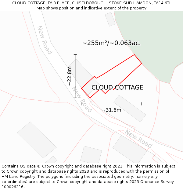 CLOUD COTTAGE, FAIR PLACE, CHISELBOROUGH, STOKE-SUB-HAMDON, TA14 6TL: Plot and title map