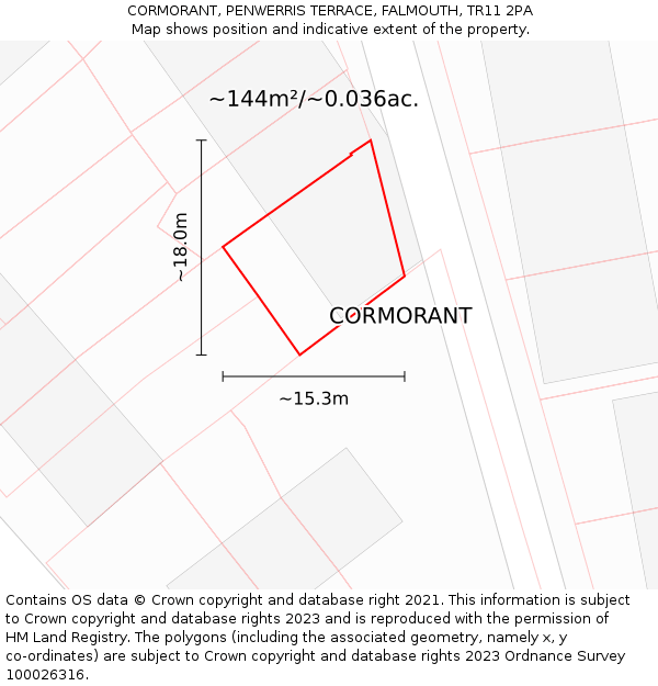 CORMORANT, PENWERRIS TERRACE, FALMOUTH, TR11 2PA: Plot and title map