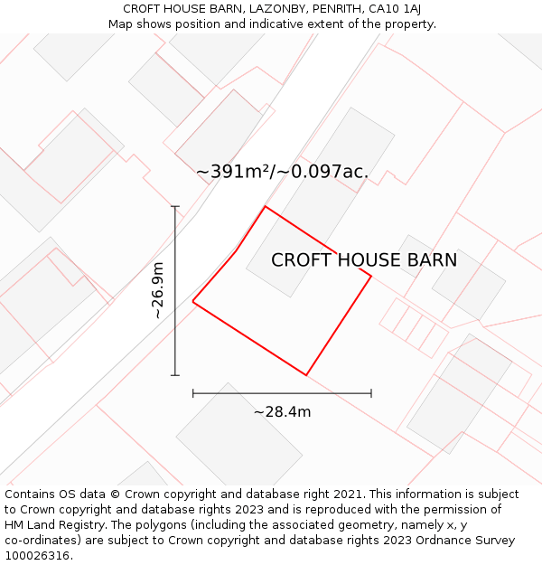CROFT HOUSE BARN, LAZONBY, PENRITH, CA10 1AJ: Plot and title map