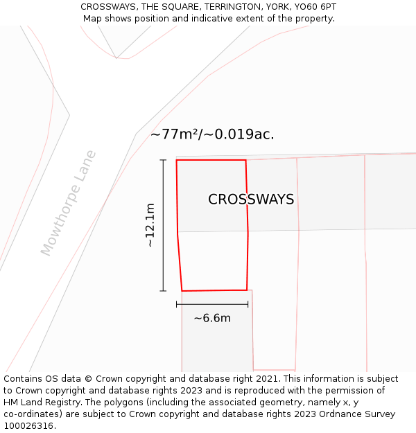 CROSSWAYS, THE SQUARE, TERRINGTON, YORK, YO60 6PT: Plot and title map