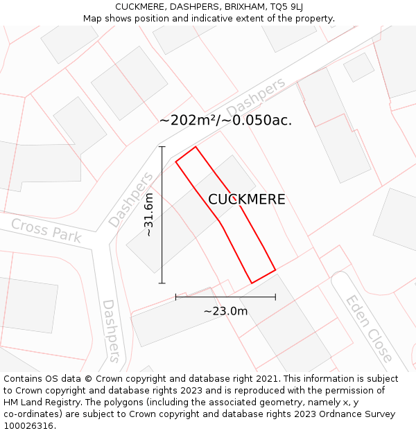 CUCKMERE, DASHPERS, BRIXHAM, TQ5 9LJ: Plot and title map