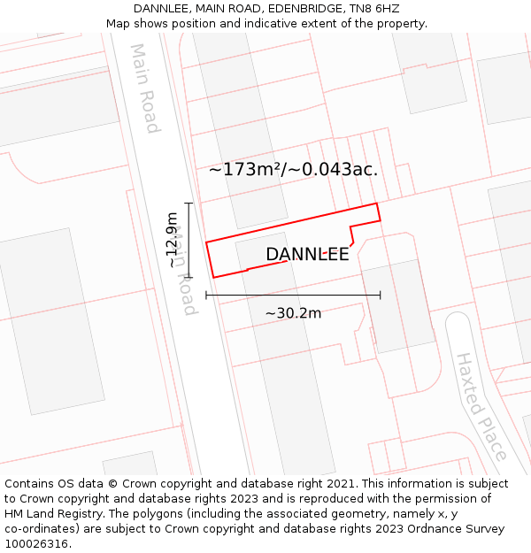 DANNLEE, MAIN ROAD, EDENBRIDGE, TN8 6HZ: Plot and title map