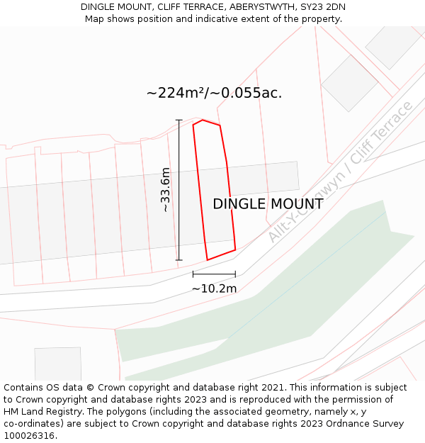 DINGLE MOUNT, CLIFF TERRACE, ABERYSTWYTH, SY23 2DN: Plot and title map