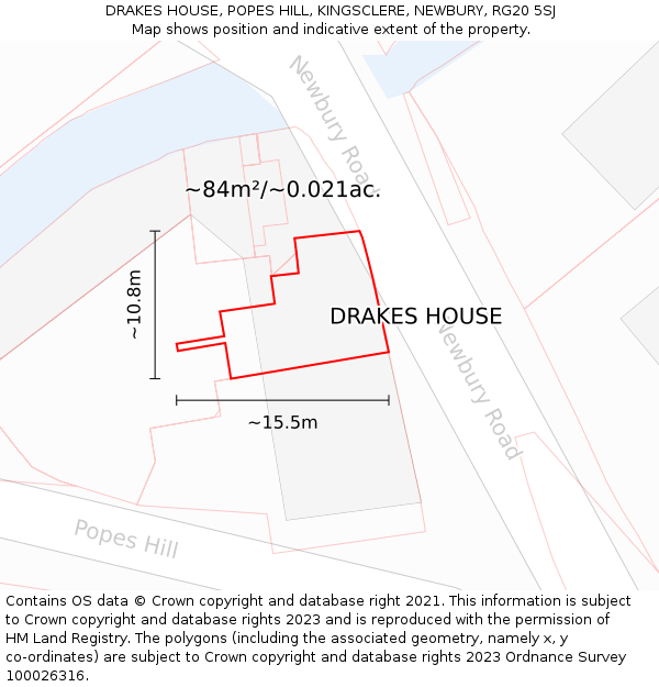 DRAKES HOUSE, POPES HILL, KINGSCLERE, NEWBURY, RG20 5SJ: Plot and title map