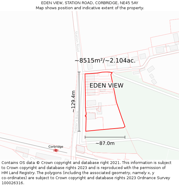 EDEN VIEW, STATION ROAD, CORBRIDGE, NE45 5AY: Plot and title map
