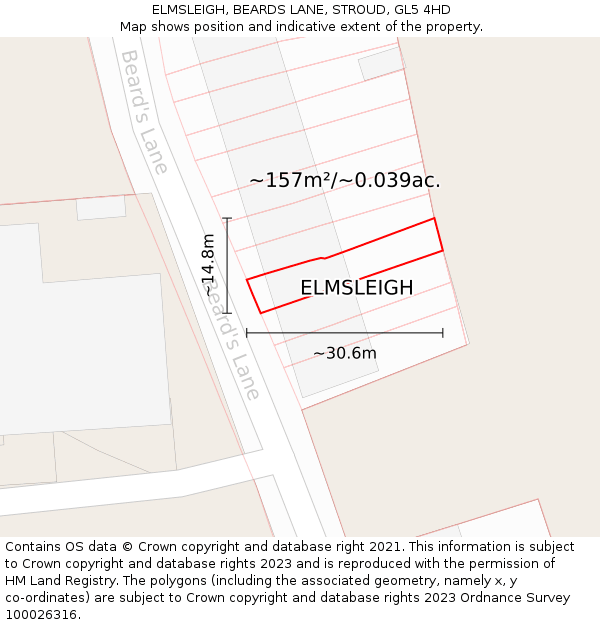 ELMSLEIGH, BEARDS LANE, STROUD, GL5 4HD: Plot and title map