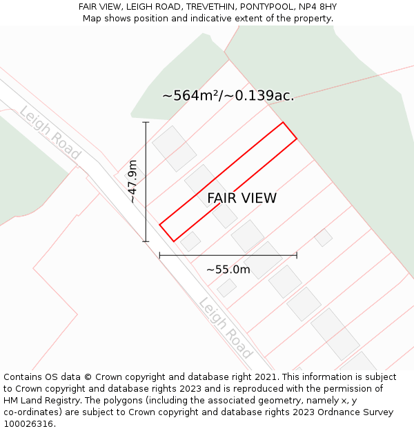 FAIR VIEW, LEIGH ROAD, TREVETHIN, PONTYPOOL, NP4 8HY: Plot and title map