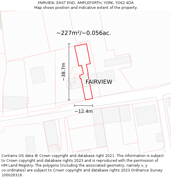 FAIRVIEW, EAST END, AMPLEFORTH, YORK, YO62 4DA: Plot and title map
