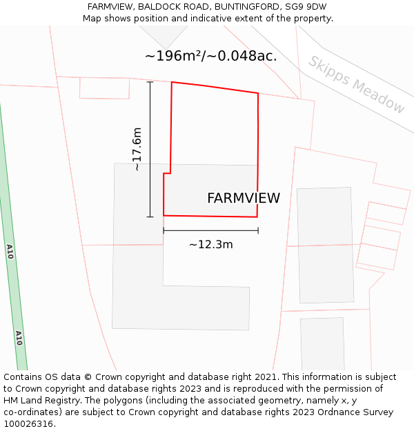 FARMVIEW, BALDOCK ROAD, BUNTINGFORD, SG9 9DW: Plot and title map
