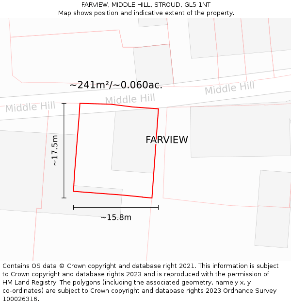 FARVIEW, MIDDLE HILL, STROUD, GL5 1NT: Plot and title map