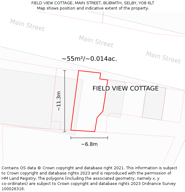 FIELD VIEW COTTAGE, MAIN STREET, BUBWITH, SELBY, YO8 6LT: Plot and title map