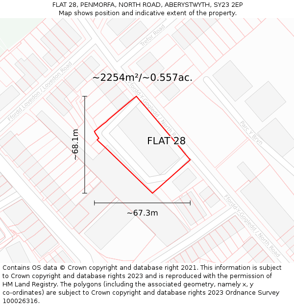 FLAT 28, PENMORFA, NORTH ROAD, ABERYSTWYTH, SY23 2EP: Plot and title map