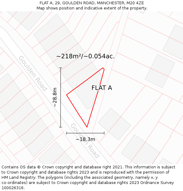FLAT A, 29, GOULDEN ROAD, MANCHESTER, M20 4ZE: Plot and title map