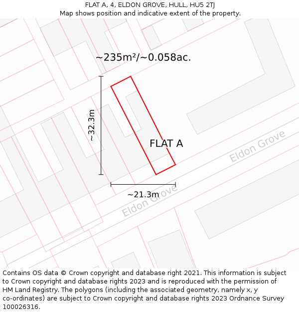 FLAT A, 4, ELDON GROVE, HULL, HU5 2TJ: Plot and title map