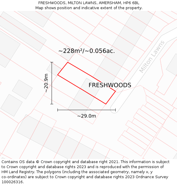 FRESHWOODS, MILTON LAWNS, AMERSHAM, HP6 6BL: Plot and title map