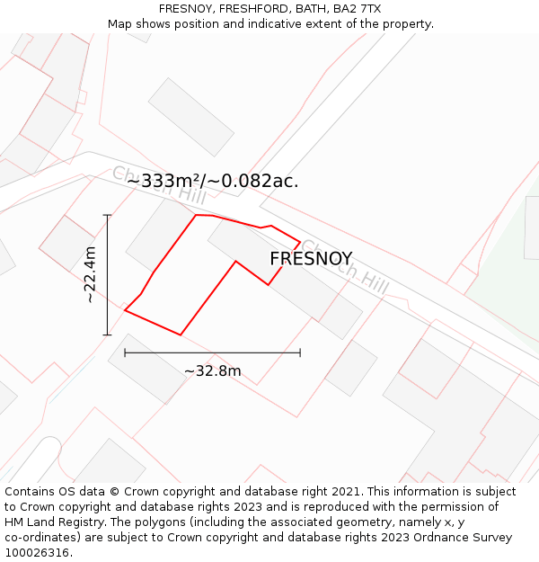 FRESNOY, FRESHFORD, BATH, BA2 7TX: Plot and title map