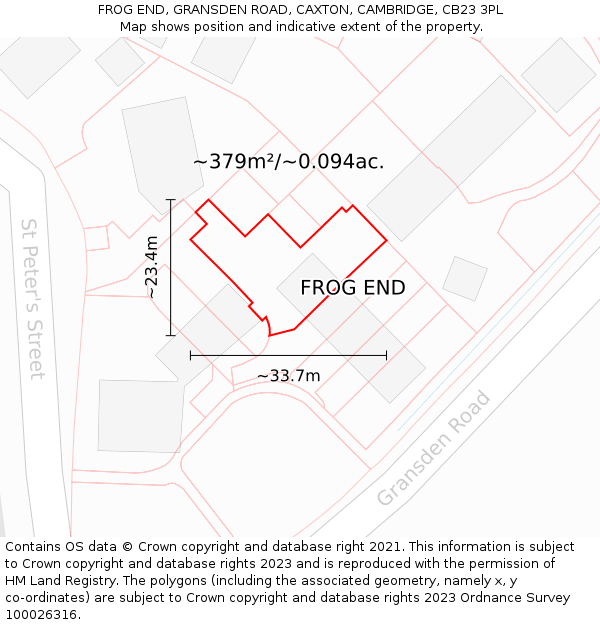 FROG END, GRANSDEN ROAD, CAXTON, CAMBRIDGE, CB23 3PL: Plot and title map