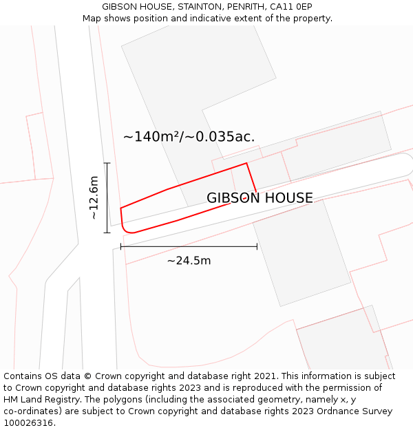 GIBSON HOUSE, STAINTON, PENRITH, CA11 0EP: Plot and title map
