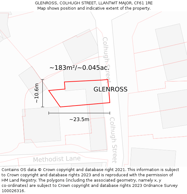 GLENROSS, COLHUGH STREET, LLANTWIT MAJOR, CF61 1RE: Plot and title map