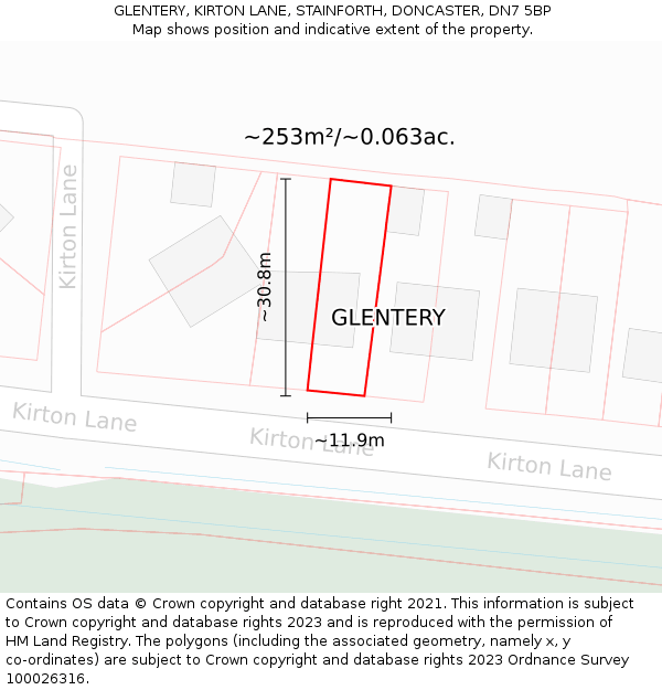 GLENTERY, KIRTON LANE, STAINFORTH, DONCASTER, DN7 5BP: Plot and title map