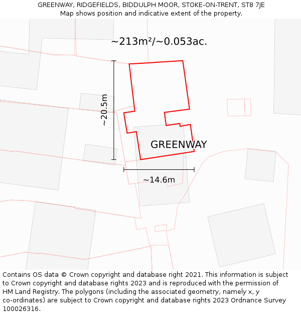 GREENWAY, RIDGEFIELDS, BIDDULPH MOOR, STOKE-ON-TRENT, ST8 7JE: Plot and title map