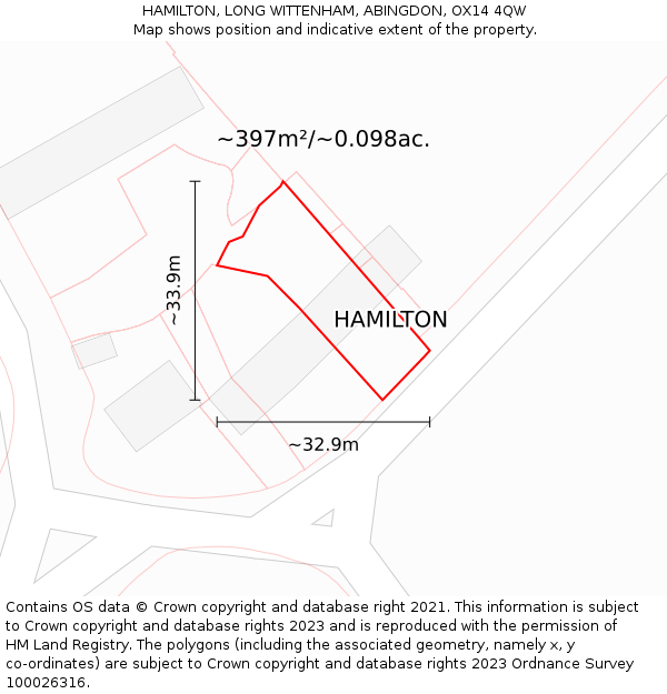 HAMILTON, LONG WITTENHAM, ABINGDON, OX14 4QW: Plot and title map