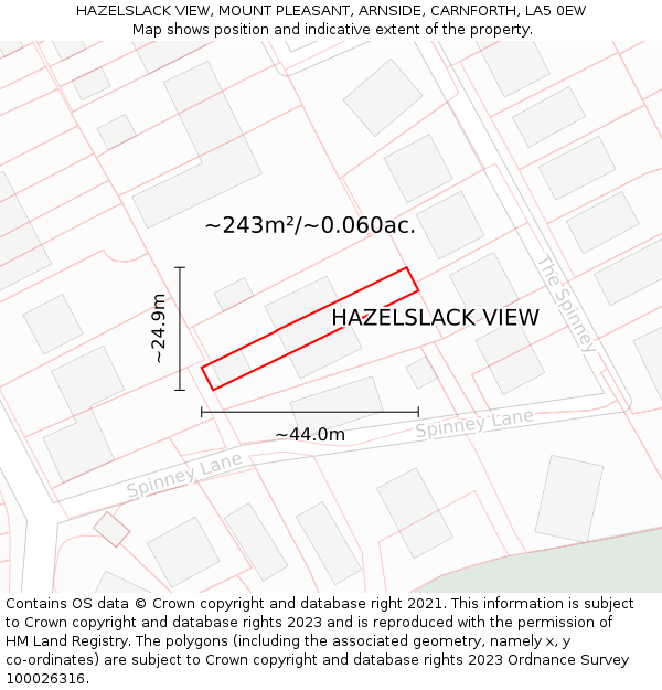 HAZELSLACK VIEW, MOUNT PLEASANT, ARNSIDE, CARNFORTH, LA5 0EW: Plot and title map