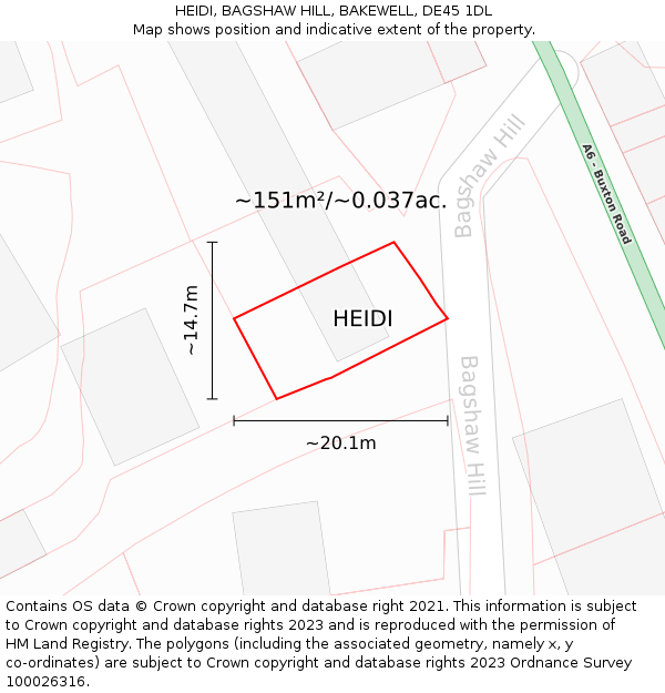 HEIDI, BAGSHAW HILL, BAKEWELL, DE45 1DL: Plot and title map