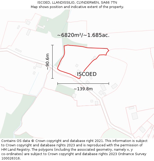 ISCOED, LLANDISSILIO, CLYNDERWEN, SA66 7TN: Plot and title map