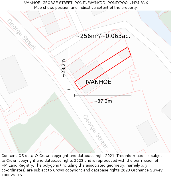 IVANHOE, GEORGE STREET, PONTNEWYNYDD, PONTYPOOL, NP4 8NX: Plot and title map