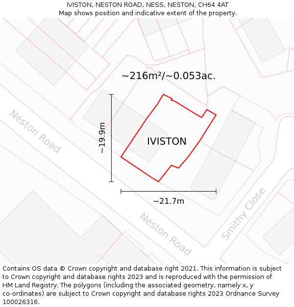 IVISTON, NESTON ROAD, NESS, NESTON, CH64 4AT: Plot and title map
