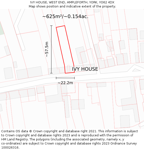 IVY HOUSE, WEST END, AMPLEFORTH, YORK, YO62 4DX: Plot and title map