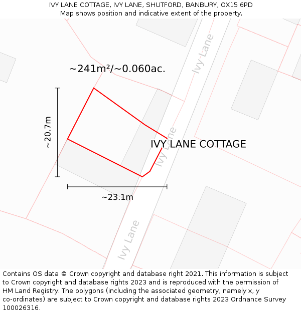 IVY LANE COTTAGE, IVY LANE, SHUTFORD, BANBURY, OX15 6PD: Plot and title map