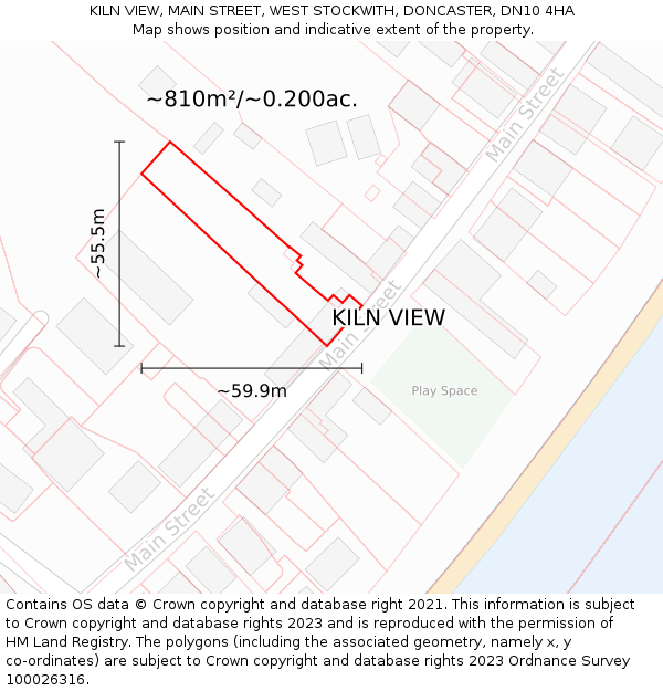 KILN VIEW, MAIN STREET, WEST STOCKWITH, DONCASTER, DN10 4HA: Plot and title map