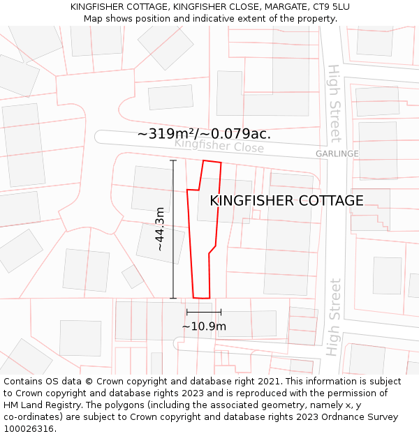 KINGFISHER COTTAGE, KINGFISHER CLOSE, MARGATE, CT9 5LU: Plot and title map