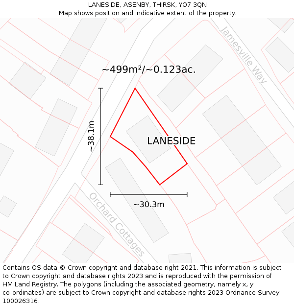LANESIDE, ASENBY, THIRSK, YO7 3QN: Plot and title map