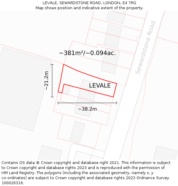 LEVALE, SEWARDSTONE ROAD, LONDON, E4 7RG: Plot and title map
