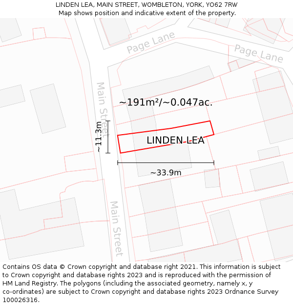 LINDEN LEA, MAIN STREET, WOMBLETON, YORK, YO62 7RW: Plot and title map