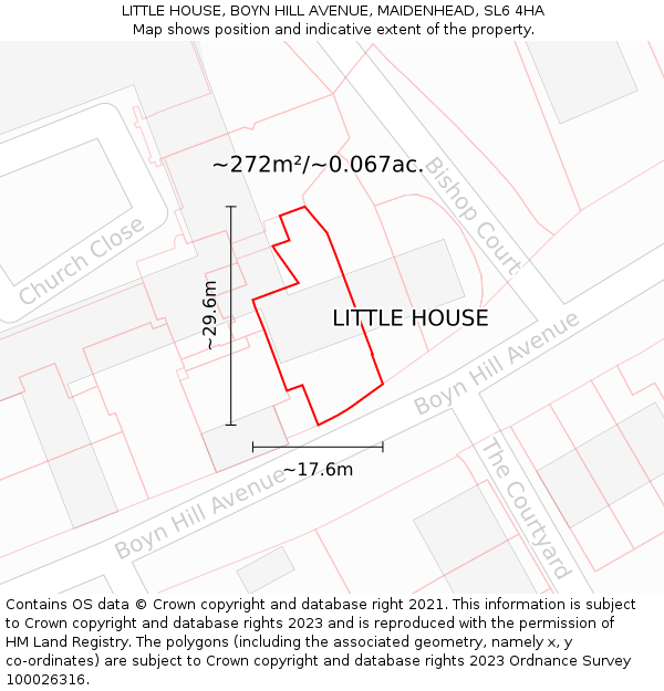 LITTLE HOUSE, BOYN HILL AVENUE, MAIDENHEAD, SL6 4HA: Plot and title map