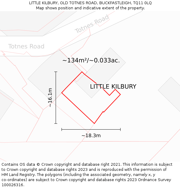 LITTLE KILBURY, OLD TOTNES ROAD, BUCKFASTLEIGH, TQ11 0LQ: Plot and title map