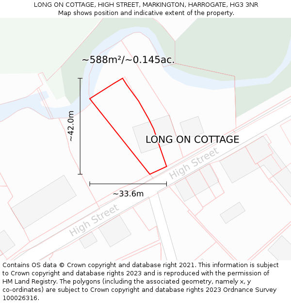 LONG ON COTTAGE, HIGH STREET, MARKINGTON, HARROGATE, HG3 3NR: Plot and title map