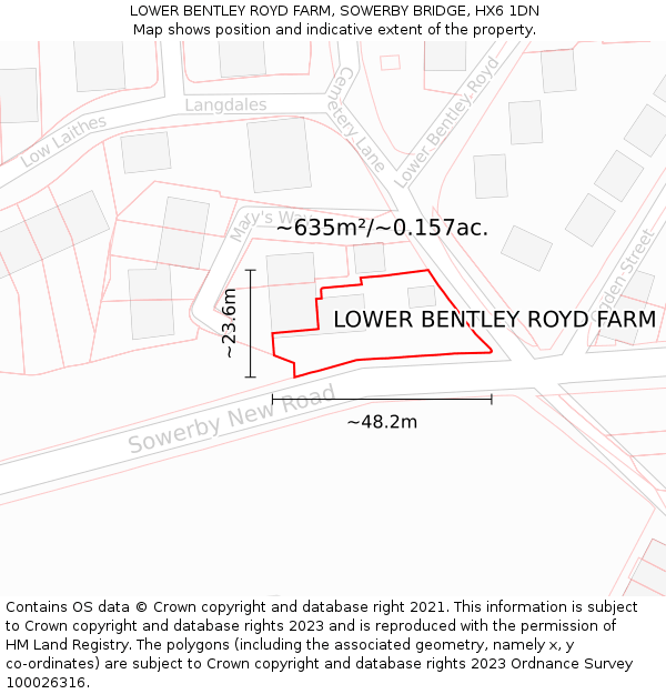 LOWER BENTLEY ROYD FARM, SOWERBY BRIDGE, HX6 1DN: Plot and title map