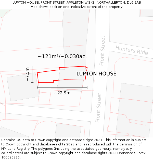 LUPTON HOUSE, FRONT STREET, APPLETON WISKE, NORTHALLERTON, DL6 2AB: Plot and title map