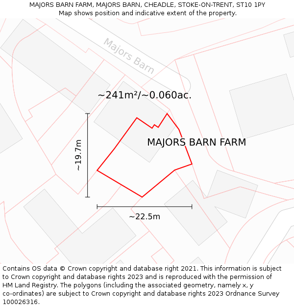 MAJORS BARN FARM, MAJORS BARN, CHEADLE, STOKE-ON-TRENT, ST10 1PY: Plot and title map
