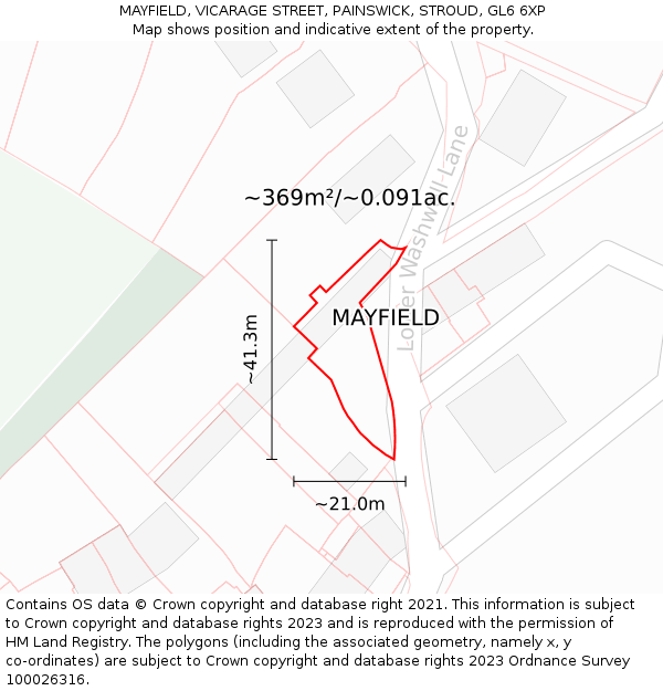 MAYFIELD, VICARAGE STREET, PAINSWICK, STROUD, GL6 6XP: Plot and title map
